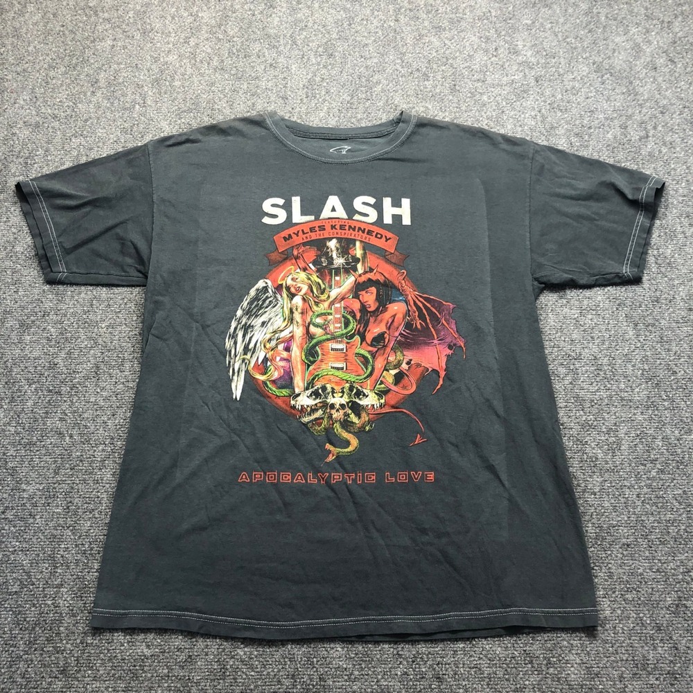 Slash Myles Kennedy Apocalyptic Love Graphic T-Shirt Mens Medium Gray Rock Band